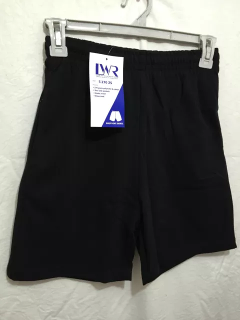 BNWT Girls/Boys Sz 6 LW Reid Black Elastic Waist School/Sports Rugby Knit Shorts