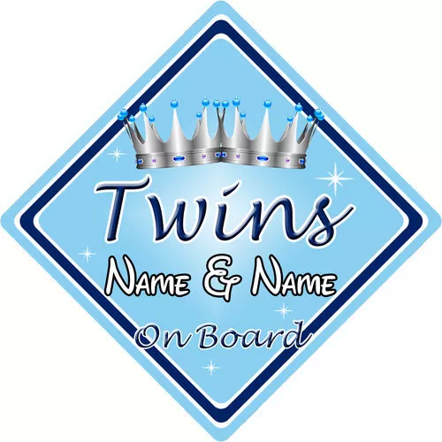 Baby On Board Car Sign ~ Twins On Board ~ L.Blue - Personalised