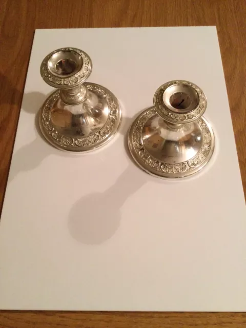 2x Silver Coloured Candle Stick Holders