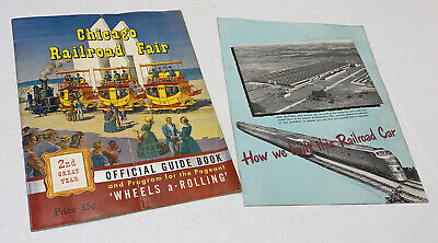 2 LOT 1940s RAILROAD Items Chicago Fair Guide Book + Budd Brochure Philadelphia