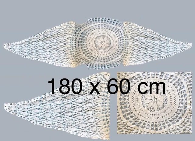 CENTROTAVOLA QUADRATO IN COTONE LAVORATO ALL'UNCINETTO CON FIORI IN