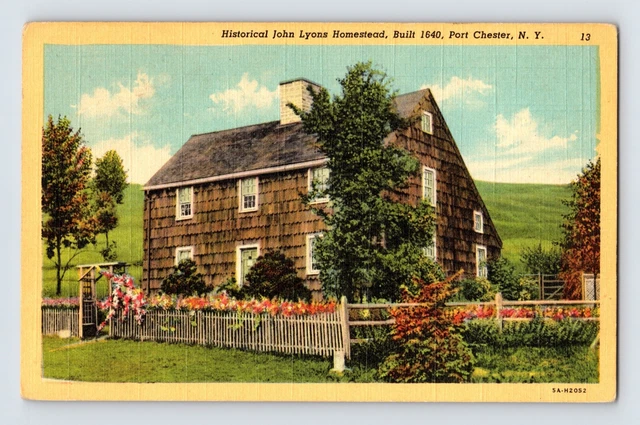 Postcard New York Port Chester NY John Lyons Homestead House 1940s Unposted