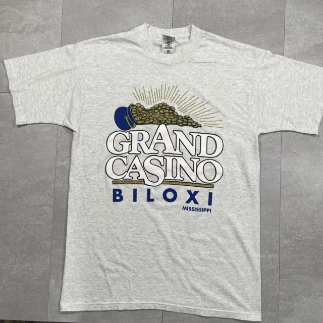 Grand Casino Biloxi Vintage 90s t shirt gray size Large poker slots gambling