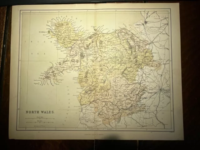 3 antique maps of Wales in  original colour by William Hughes pub c 1868