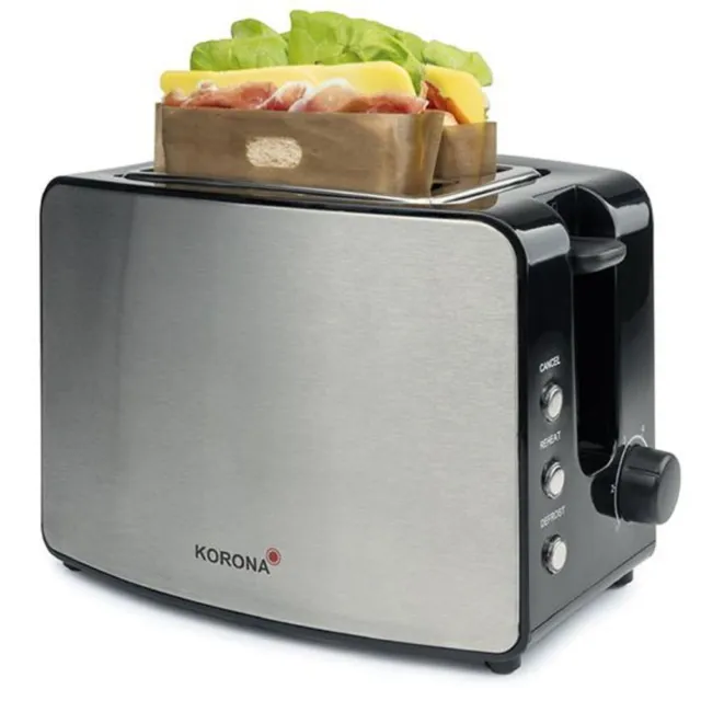 KORONA Toaster 21250 Edelstahl für American Sandwichtoasts mit Toasttaschen
