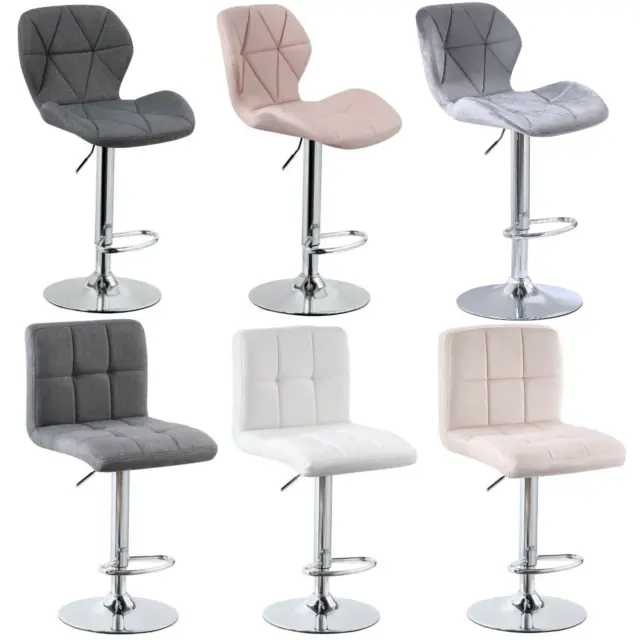 Adjustable Breakfast Bar Stools Leather Fabric Velvet Chair Swivel Lift Kitchen
