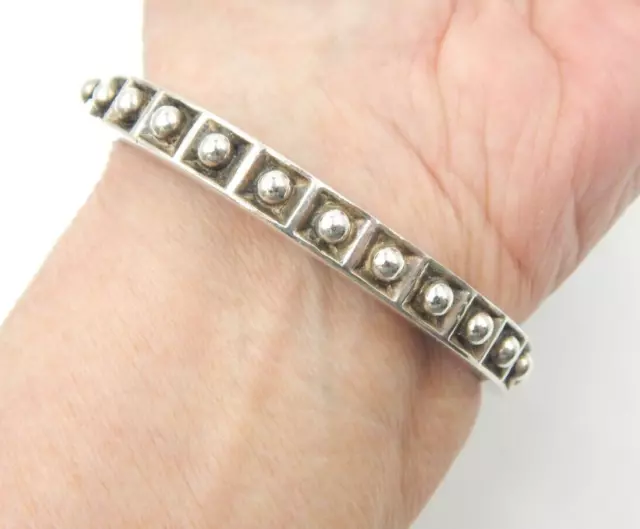 ESTI FREDERICA SIGNED Sterling Silver Bali Style Hinged Bangle Bracelet ...
