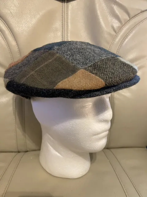 Hanna Hats Donegal Tweed Patch Irish Flat Cap, Golf Hat, Driving Hat Size L