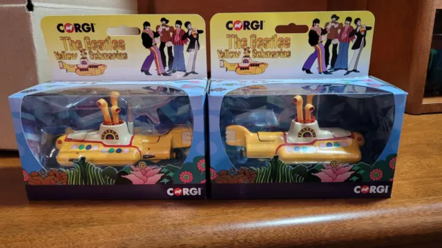 (2) Corgi The Beatles Yellow Submarine Diecast CC05401 5 1/4" Mint in Box 2019