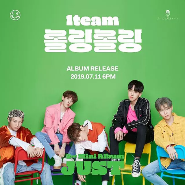 1TEAM [JUST] 2nd Mini Album CD+Buch+Lyrics+3 Karte+6 Fost Karte+2 Sticker SEALED 3