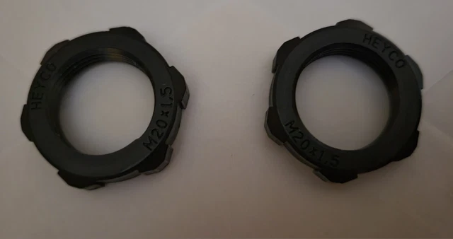 x2 Heyco Lock Nuts M20 X 1.5 Black Nylon Liquid Tight Cord Grip Cable Gland