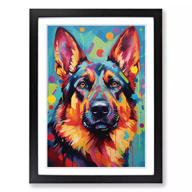 German Shepherd Abstract Wall Art Print Framed Canvas Picture Poster Decor