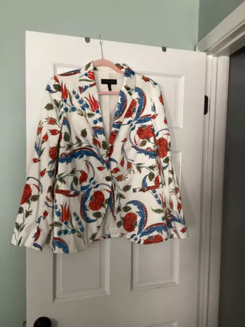 Escada blazer women's size 42 White with red and blue floral New without tags