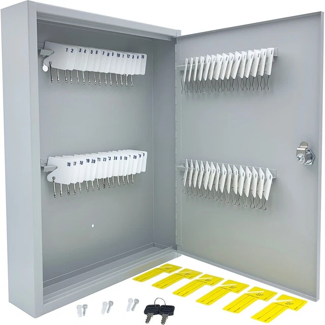 Huron Slotted Heavy-duty Key Cabinet - Keyhole Slot, Heavy Duty, Durable - Gray