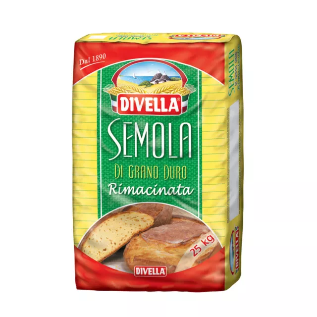 Farina DIVELLA sacco da 25 kg semola rimacinata di grano duro per pane