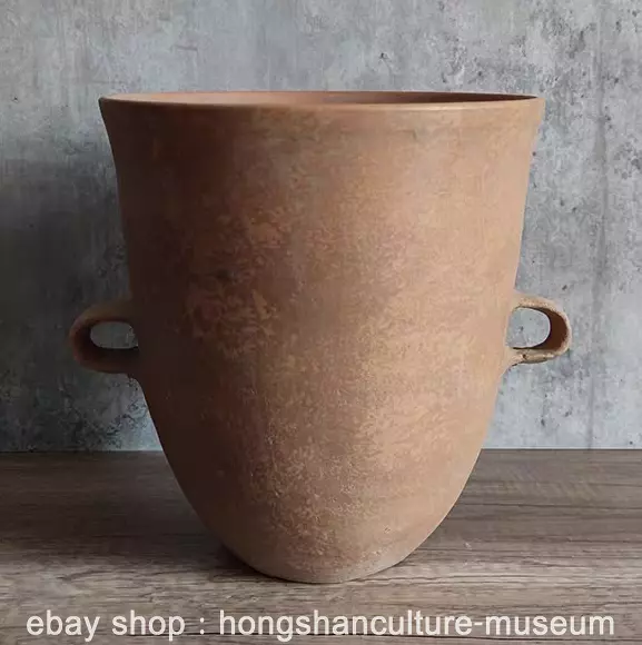 9.8" China Ancient Neolithic Majiayao Culture Red Pottery 2 Ear Pot Jar Crock