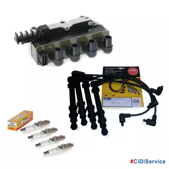 Kit Accensione Bobina + Cavi + Candele NGK Fiat Marea 1.6 1600 16V Natural Power