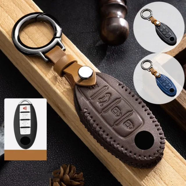 Genuine Leather Car Key Case Cover For Infiniti Q50 Q60 For Nissan Altima GT-R