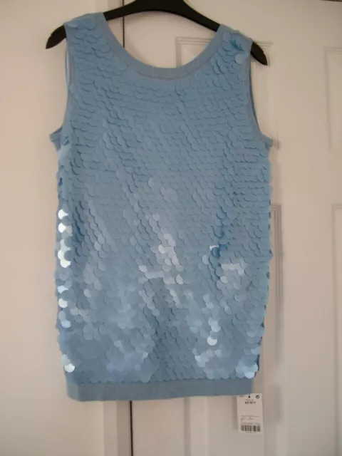 BNWT Ladies Next Baby/Light Blue Fine Knit and Sequins Top size 8-10