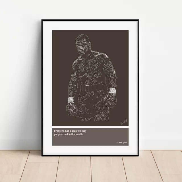 Mike Tyson Sketch Art Print Poster + Quotes (motivational, sport, boxing, gym)