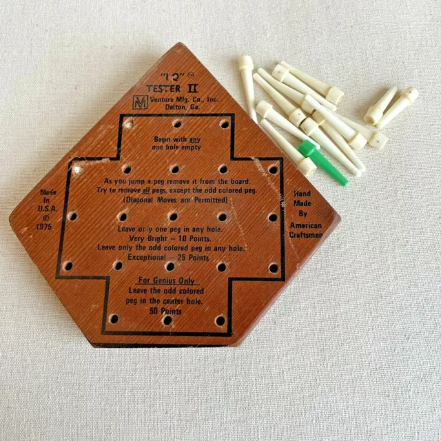 Vintage 75’ Brain Tester II Wood Peg Puzzle Game IQ Tester Made in USA For Parts