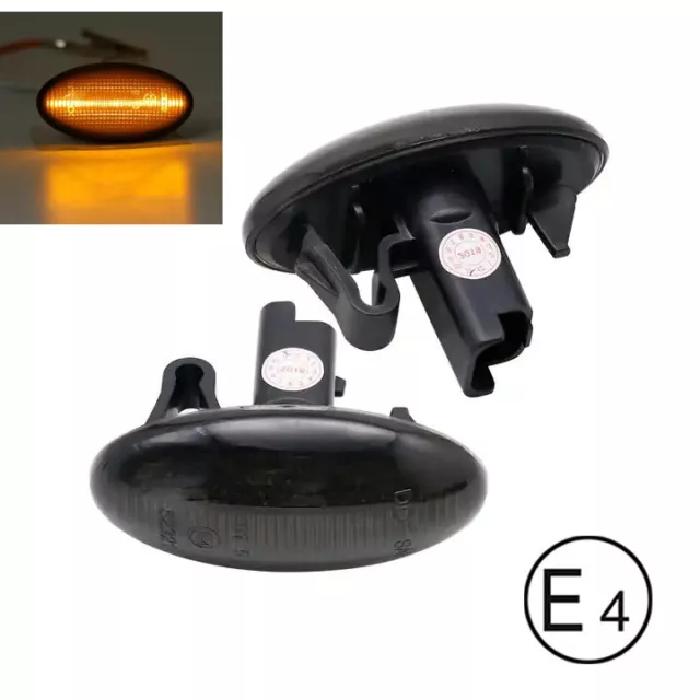 2X LED Clignotants Latéraux Noir pour Peugeot 107, 108, 1007, 206, 307, 407,607