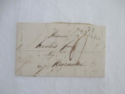 ACTUEL 34 81 Marque Postale DEP lettre 33 BEZIERS POUR MAZAMET 1825 
