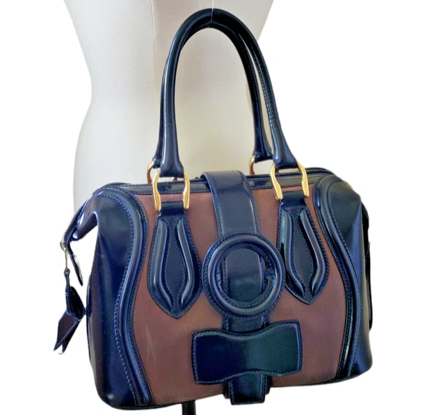 Balenciaga Doctor Bag-Vintage-Brown Suede Black Leather Medium Handbag Luxury