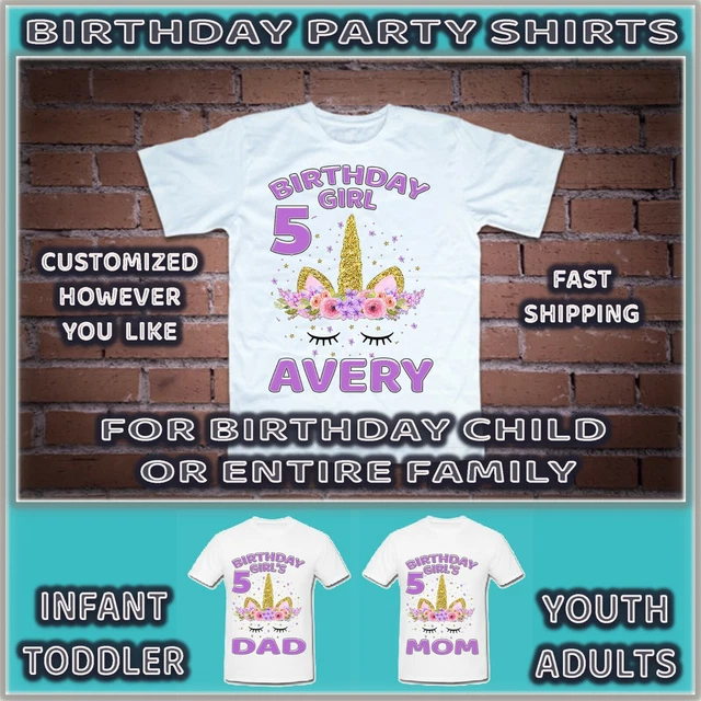 Unicorn Bday T Shirt Party Decor Personalized Birthday Tshirt Customize Girl Tee