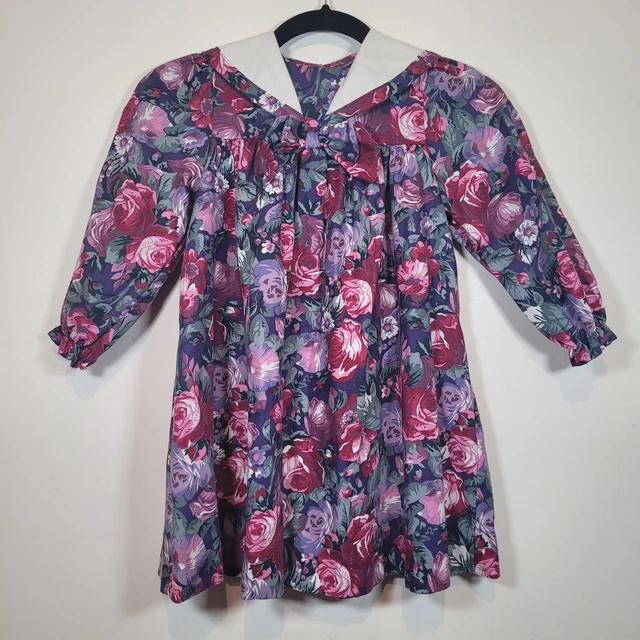Abito floreale vintage Laura Ashley madre e bambino età 3-4 anni