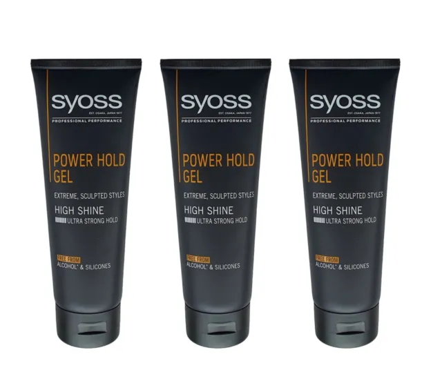 Syoss/Power Hold Gel "High Shine" Ultra Strong Hold 3x250ml/Haarstyling
