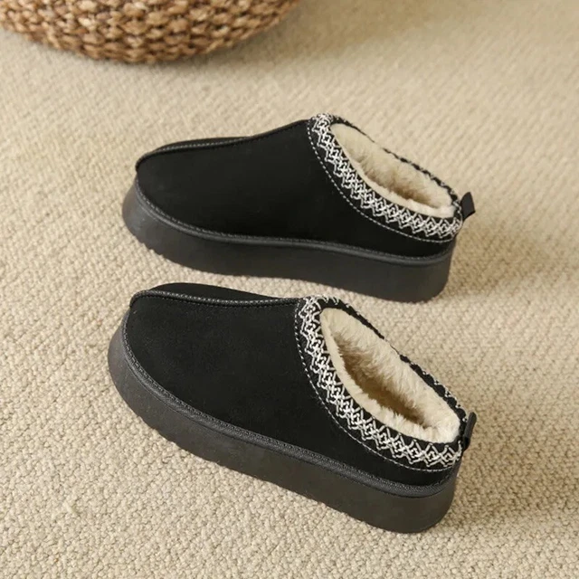 Chaussures À Plateforme Doublées De Fourrure Pour Femme, Bottes Chaudes D’hiver