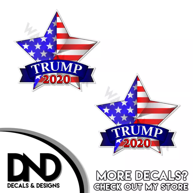 Trump 2020 Decals Helmet Stickers Keep America Great Star Pro Trump 2" - 2 Pack