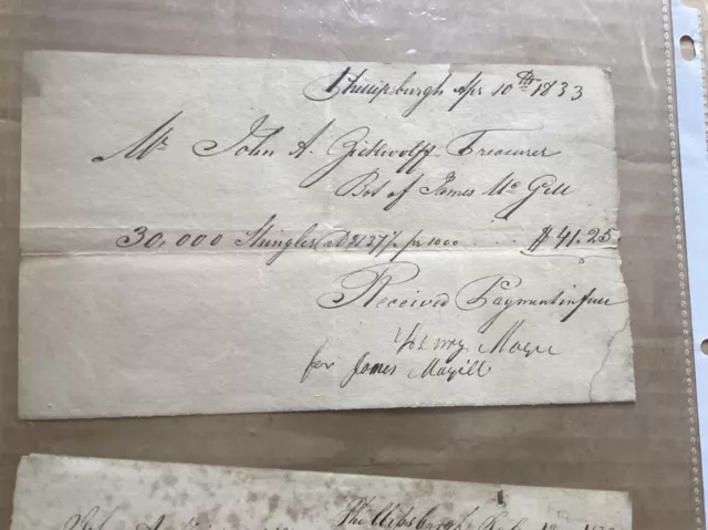 Lot of 6 Antique 19th Century (1830+) Hand Written And Signed Receipts 2