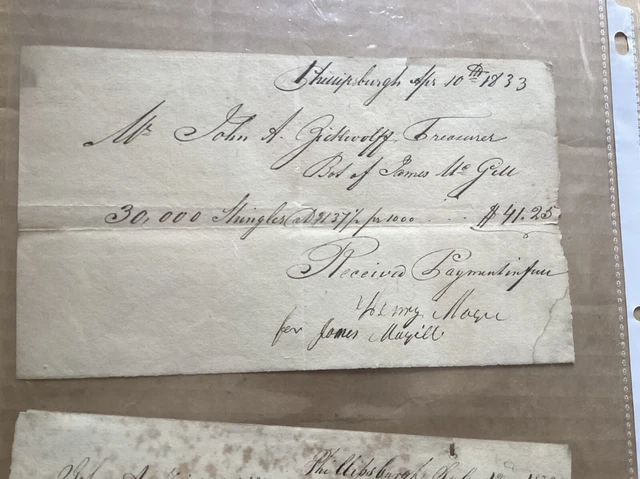 Lot of 6 Antique 19th Century (1830+) Hand Written And Signed Receipts 2