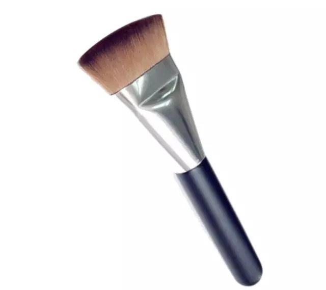 Makeup Brush Flat Angled Wood Liquid Foundation Powder Cream Contour Bronzer Kit 2