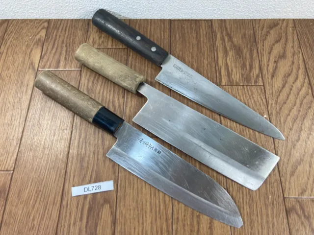 Japanese Chef's Kitchen Knife Set 3 Piece GYUTO SANTOKU NAKIRI from Japan DL728