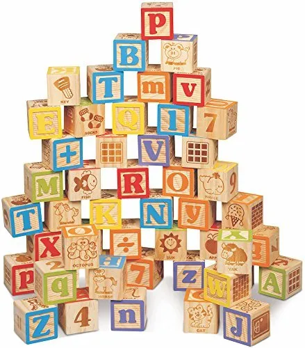 Maxim Deluxe Wooden ABC Blocks. Extra-Large Engraved Baby Alphabet Letters			...
