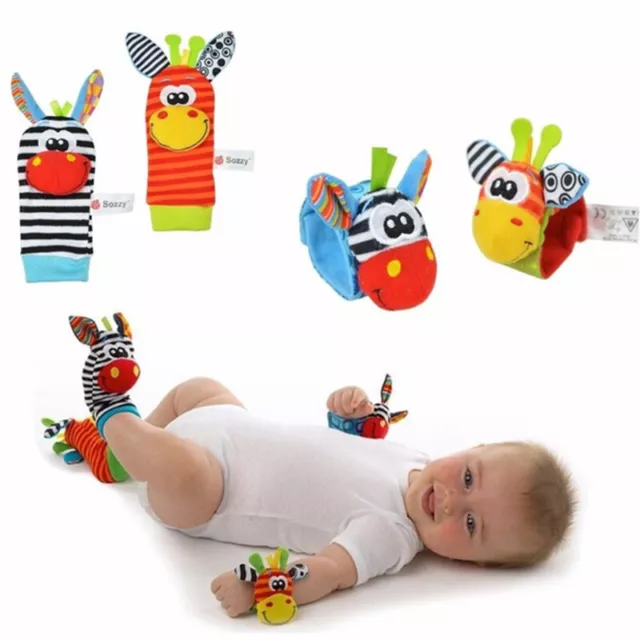 Infant Baby Kids Socks Rattle Toys Animals Wrist Rattle And Socks 0~24 Mon-@-