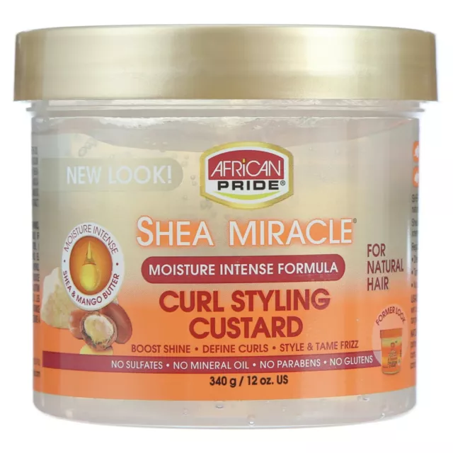 African Pride Shea Butter Miracle Moisture Intense Curly Styling Custard 12oz