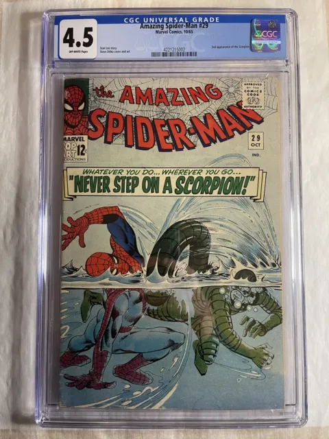 Amazing Spider-Man 29 CGC 4.5 1965 2nd Scorpion Stan Lee Steve Ditko