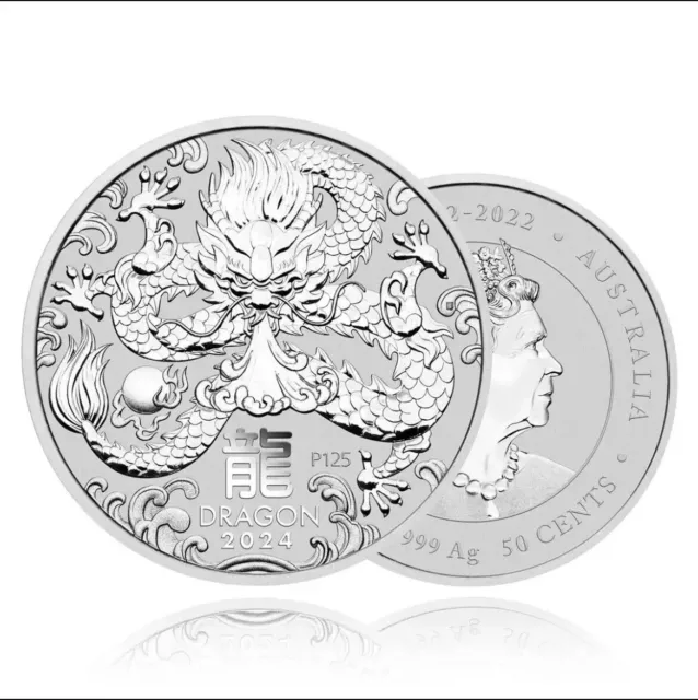 1OZ 2024 YEAR of the Dragon Australian Lunar Series III Silver Coin