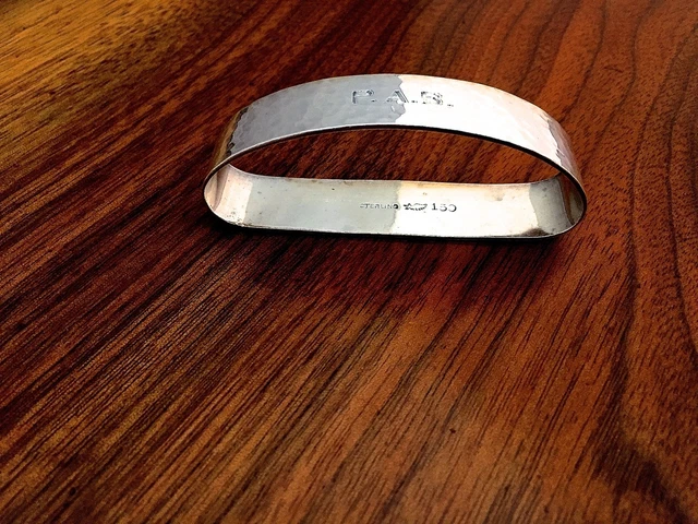 Herbst & Wassall Early 20thC Hand Hammered Sterling Silver Napkin Ring: MonoPAB
