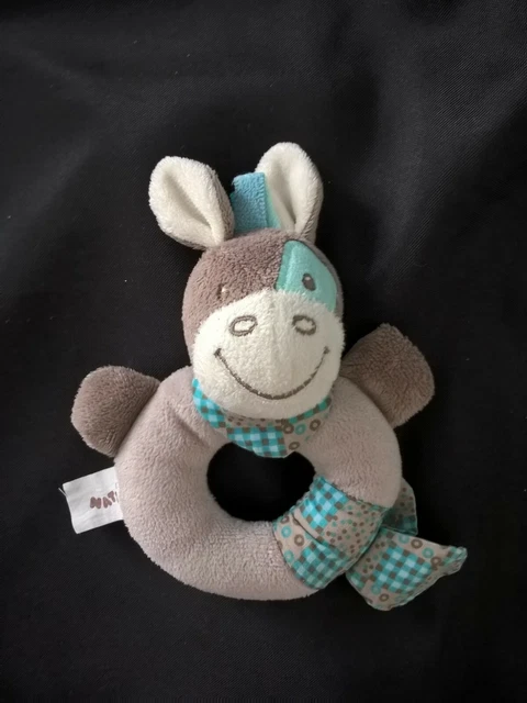 hochet doudou grelot ane bleu gris nattou