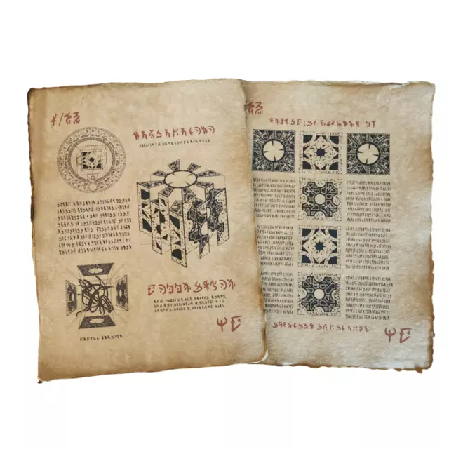 Puzzle Box, Lament Configuration, Hellraiser, Schematic aged printed pages Puzzle Box, Lament Configuration, Hellraiser, Schematic aged printed pages