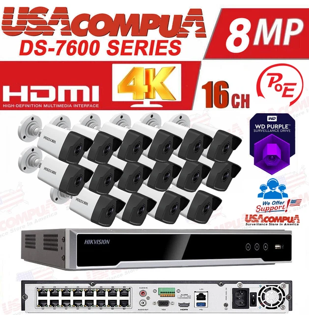 HIKVISION SECURITY CCTV System Kit 16CH NVR 2MP Bullet IP Camera