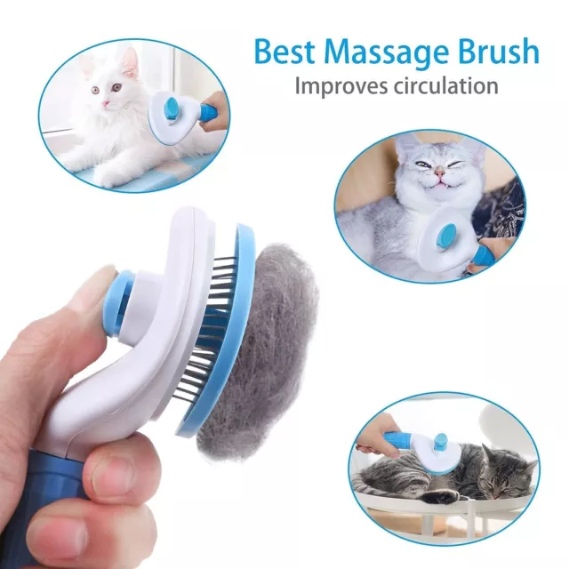 Pet Hair Remover Dog Cat Comb Grooming Massage Deshedding Self Cleaning Brush