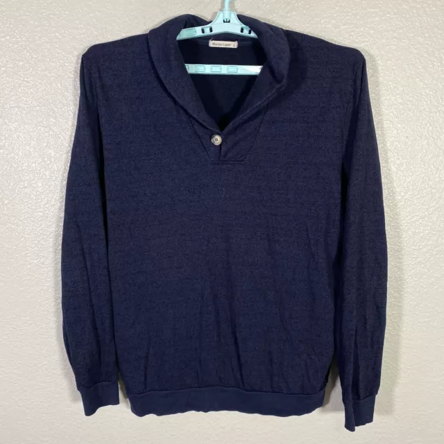 Marine Layer Sweater Mens Large Blue Shawl Collar Pullover Casual Cotton Blend