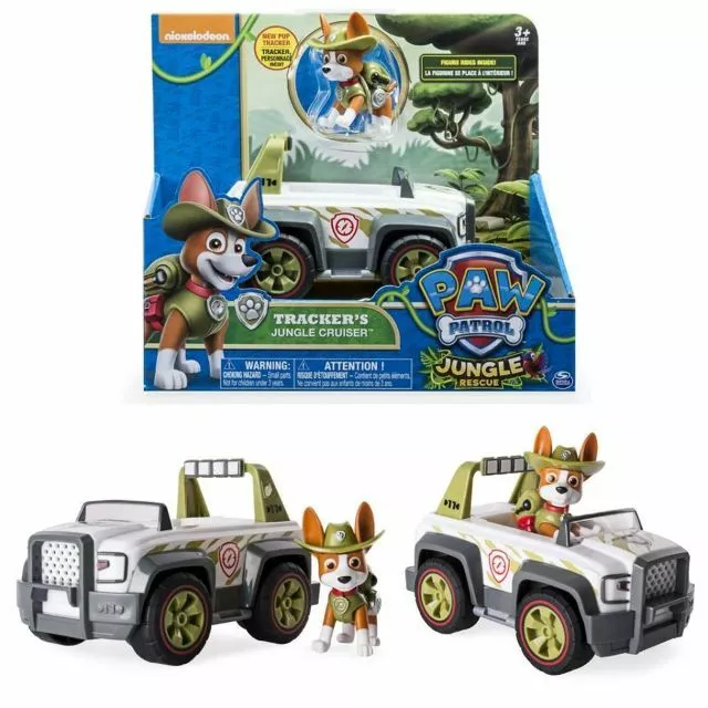 Paw Patrol Tracker's Jungle Cruiser Action Figure Vehicle Pup Figurines Kid Toy