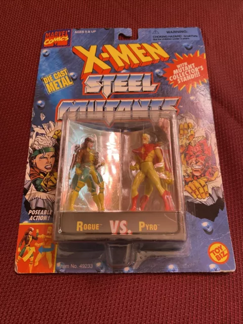 1994 Toy Biz Marvel XMEN Steel Mutants Rogue vs Pyro Action Figures New
